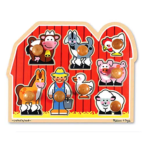 Melissa & Doug Steckpuzzle aus Holz mit großem Knauf - Bauernhoffreunde