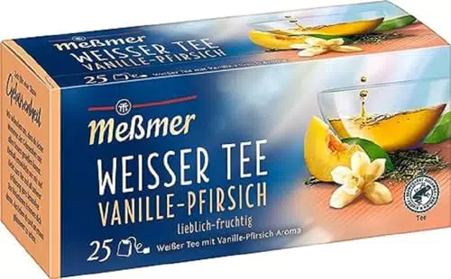 Meßmer Weißer Tee Vanille-Pfirsich, 25 Teebeutel, 4er-Packung - 4 * 25