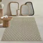 Mia's Teppiche - Wetterfester In- und Outdoor Teppich im Jute-Look, geeignet für Terrasse und Garten, Raute, 80 x 250 cm