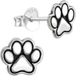 Kinder Ohrringe Silber 925 Pfoten Ohrstecker Hund Katzen Schmuck für Mädchen