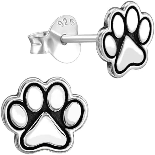 Kinder Ohrringe Silber 925 Pfoten Ohrstecker Hund Katzen Schmuck für Mädchen