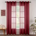 MIULEE Sheer Voile Vorhang mit Ösen - Transparente Gardine aus Voile Polyester für Wohnzimmer und Schlafzimmer - 140 x 245 cm - Rot