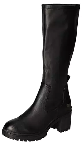 Mustang Damen 1409-515 Kniehohe Stiefel, schwarz