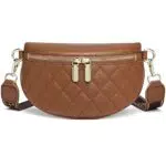 Myhozee Gürteltasche Damen, Moderne Hüfttasche Breiter Gurt Umhängetasche Damen Bauchtasche Echt Leder Crossbody Bag für Festival Reise