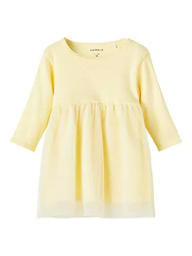 NAME IT Baby-Mädchen NBFHINNY LS Dress Kleid, Doppelte Sahne