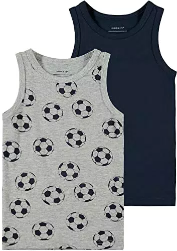 NAME IT Jungen Nmmtank Top 2p Mel Football Noos Unterhemd