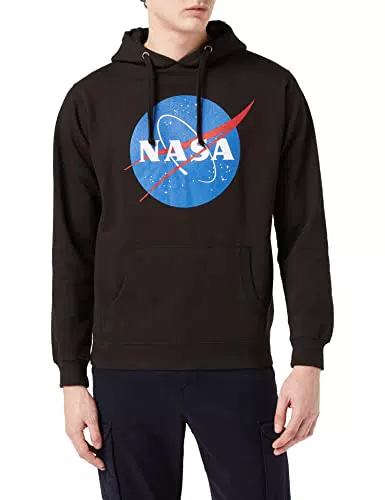 Nasa Herren Circle Logo Kapuzenpullover, Schwarz, X-Large