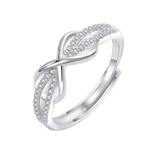 NEVEGE Ringe Silber 925 für Damen Verstellbarer Ringe Frauen Silber Daumenring Minimalistisch Damen Ringe Silber 925 Liebesknoten Ringe Jubiläum Promise Ringe Silber Ringe für Frauen