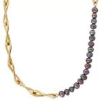 Noelani Collier Damen Halskette mit Süßwasserperle, Edelstahl, Gold