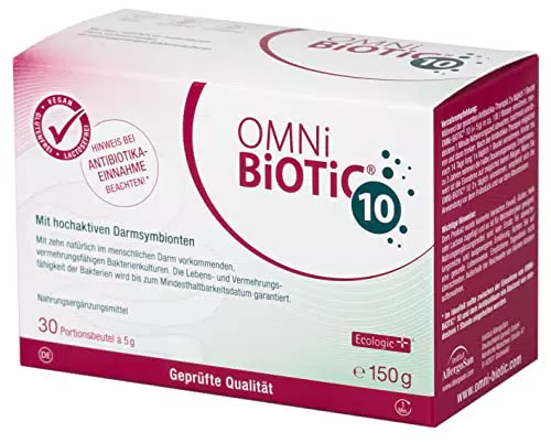 OMNi BiOTiC 10 Pulver - 30 Portionen, 10 Bakterienstämme, 10 Mrd. Keime pro Tag - Vegan & Glutenfrei