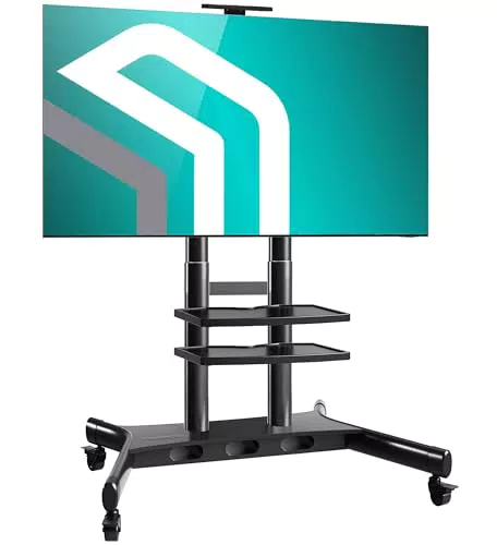 TV Ständer höhenverstellbar für 50” - 86” Fernseher mit Rollen - VESA 800x500 - Schwarz
