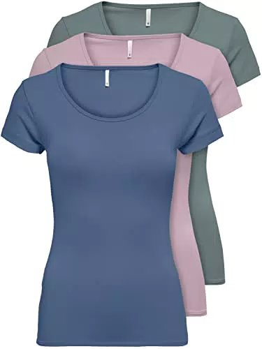 ONLY Damen Basic Sommer T-Shirts Kurzarm Langarm - XS bis XL