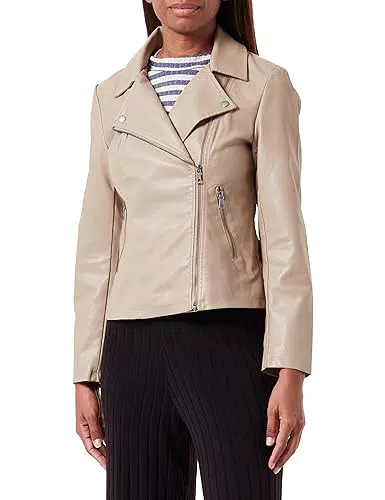 ONLY Damen Leder Bikerjacke - Weathered Teak