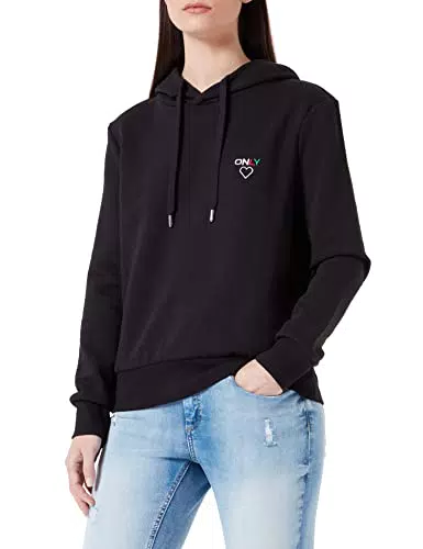 ONLY Damen Kapuzenpullover mit Logo-Print, Schwarz