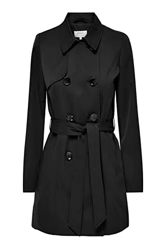 ONLY Damen Übergangsmantel Valerie - Eleganter schwarzer Mantel