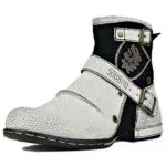 OSSTONE Herren Lederstiefel mit Gummisohle und Reißverschluss