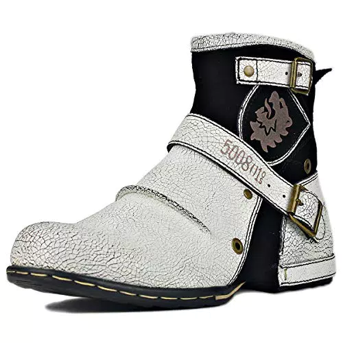 "OSSTONE Herren Lederstiefel mit Gummisohle und Reißverschluss"