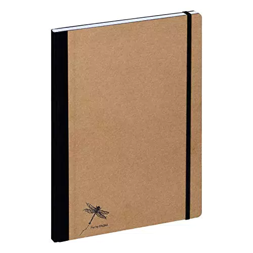 Pagna Notizbuch A4 aus recycelbarem Kraftpapier mit geprägtem Cover, kariertes Papier - 192 Seiten