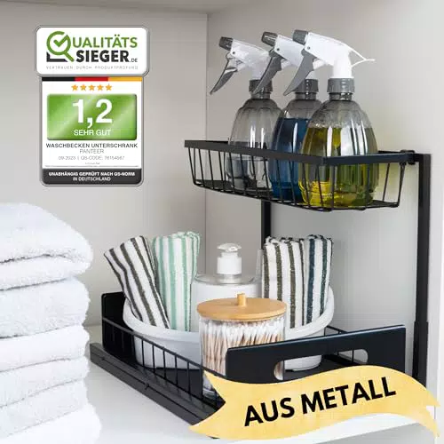 Panteer Unter-Waschbecken-Regal aus Metall - Küchenorganizer mit großer Kapazität