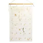 Papierdrachen Ramadankalender 2024 als Wandkalender aus Stoff zum Befüllen - beige & Gold - hochwertig Bestickt - Stoffbeutel - Baumwolle - wiederverwendbar - Set 3
