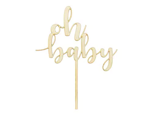 Holz Topper 'Oh Baby' für Baby Shower und Geschlechtsüberraschungsparty