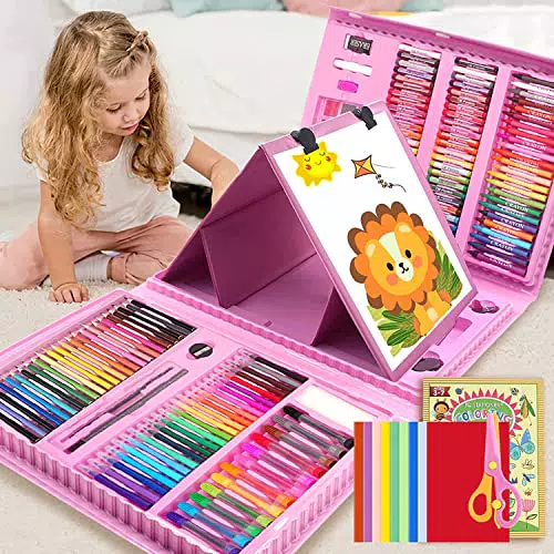 PENCCOR Premium Malset Deluxe 208-teilig Malkoffer für Kinder Anfänger Tolles-Buntstifte Set