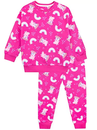 Peppa Pig Mädchen Sweatshirt und Jogger Set - Rosa.