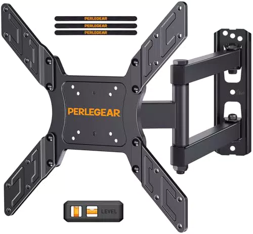 Perlegear TV Wandhalterung, Schwenkbare Neigbare TV Halterung für 26-60 Zoll Flach&Curved Fernseher bis zu 45Kg