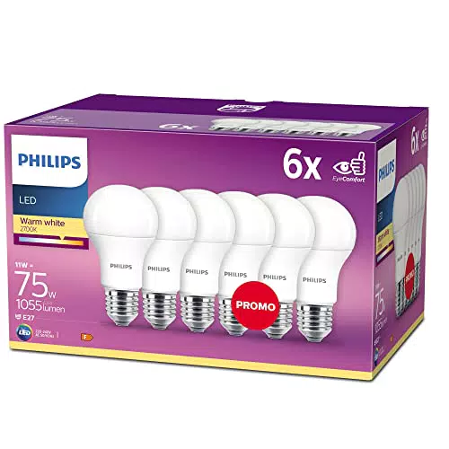 Philips LED Classic E27 Lampe, 75 W, Warmweiß