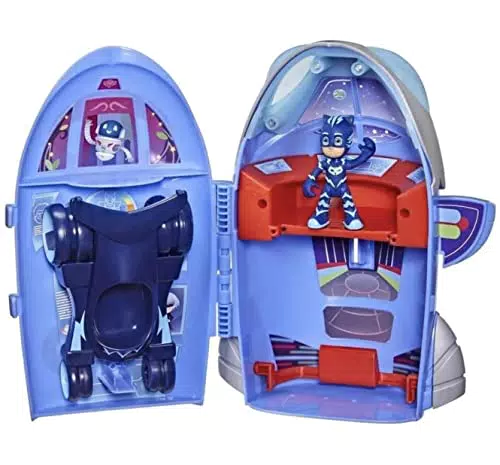 PJ Masks 2-in-1 HQ Playset, Headquarters and Rocket Preschool Toy with Action Figure and Vehicle for Kids Ages 3 and Up