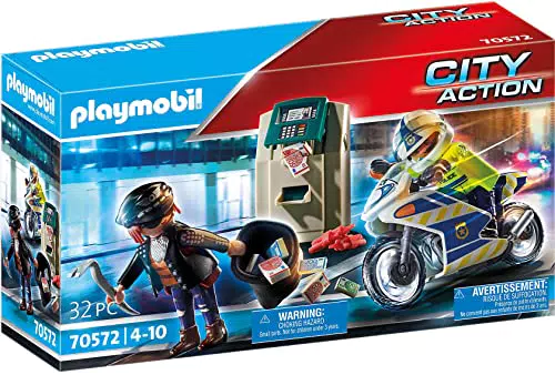 PLAYMOBIL City Action Polizei-Motorrad: Verfolgung des Geldräubers