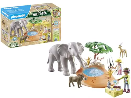 PLAYMOBIL Wiltopia 71294 Spritztour zum Wasserloch, aufregendes Safari-Erlebnis mit tierischem Lerneffekt