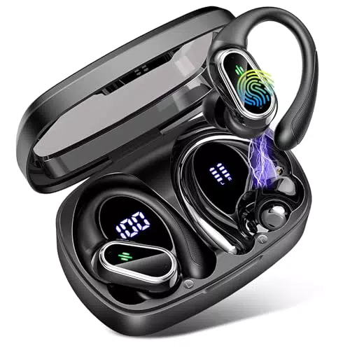 Poounur Bluetooth Kopfhörer Sport, 2023 Kopfhörer Kabellos Bluetooth 5.3 Tiefer Bass