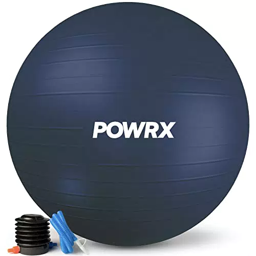 POWRX Gymnastikball Sitzball Anti-Burst inkl. Pumpe und Workout