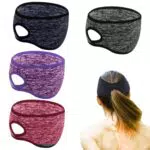 Prasacco 4 Stück Pferdeschwanz Stirnband, Winter Stirnband für Damen Polarfleece Ohrenwärmer Stirnband Elastische Warme Stirnband-Ohrenschützer Winter Laufen Stirnband für Damen