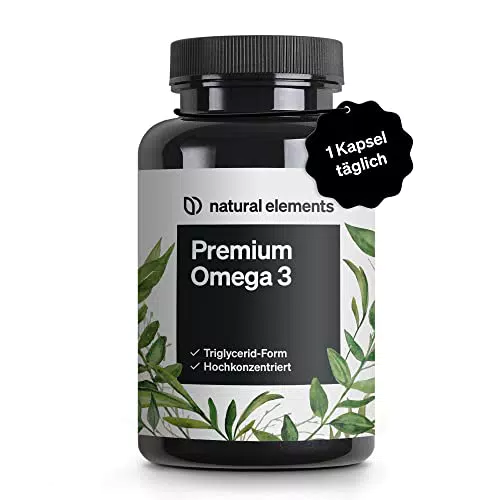 Premium Omega 3-120 Kapseln - 1000 mg Fischöl pro Kapsel mit EPA und DHA - 3-fache Stärke: GoldenOmega in Triglycerid-Form - Laborgeprüft