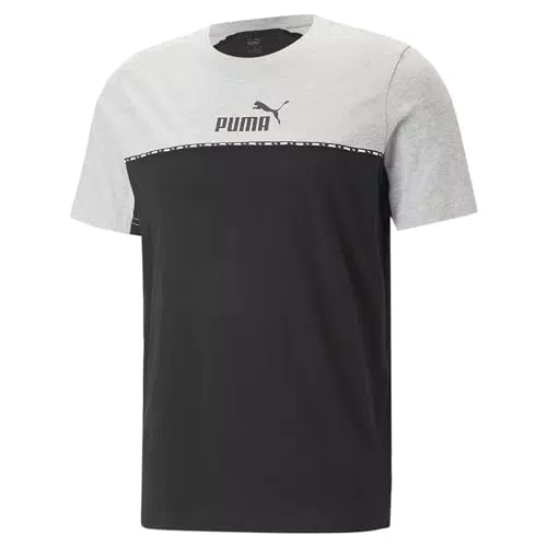 PUMA Herren ESS Block X Tape Tee T-Stück, Grau-Light Gray Heather