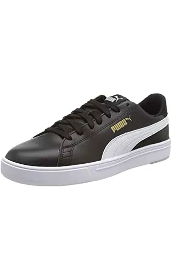 PUMA Unisex Serve Pro Sneaker, Black Black White Team Gold