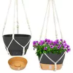 QCQHDU Makramee-Pflanzgefäß-Set, 20, 3 cm, für drinnen und draußen