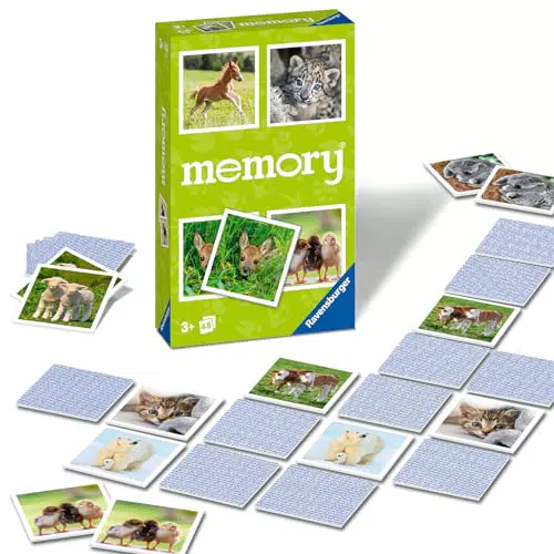 Ravensburger Tierbaby Memory - Das beliebte Spiel für Tierliebhaber, Merkspiel für 2-6 Spieler ab 3 Jahren.