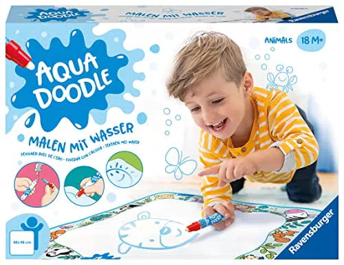 Ravensburger Aquadoodle Animals - Malset für Kinder ab 18 Monate - Wasser-Malspaß mit Matte und Stift