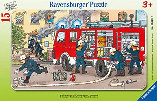 Ravensburger Kinderpuzzle - Mein Feuerwehrauto Rahmenpuzzle für Kinder ab 3 Jahren