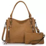 Realer Handtaschen Damen Lederimitat Umhängetasche Designer Taschen Hobo Taschen Mittel Hellbraun