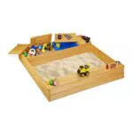 Relaxdays 10033854 Sandkasten mit Matschfach, Sandkiste Holz