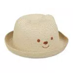 Relaxdays Kinder Strohhut, Gr. 52, mit Bär Gesicht