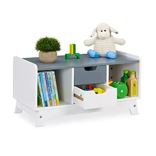 Kinderregal von Relaxdays für Spielsachen & Bücher - 4 Fächer - Spielzeugregal