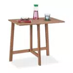 Relaxdays Klapptisch aus Holz für Balkon und Garten - Rechteckiger Terrassentisch, Wandklapptisch - 73x80x50 cm, Braun
