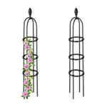 Relaxdays Rankhilfe Obelisk, 2er Set, 100x20 cm, Ranksäule für Kletterpflanzen