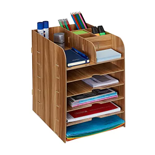 Relaxdays Schreibtisch Organizer mit Dokumentenablage