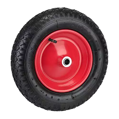 Relaxdays Schubkarrenrad 3.50-8 Luftreifen mit Stahlfelge bis 100 kg - Schwarz/Rot